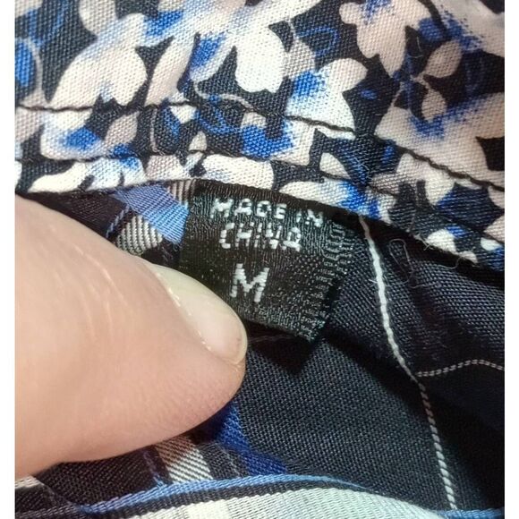 Bugatchi Shirt Men's Medium Black Blue Button Front‎ - Picture 8 of 10